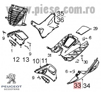 Carena laterala stanga podea originala Peugeot Speedfight - Speedfight 2 - Speedfight - WRC - X-Race - X-Team 2T 50-100cc (gri)
